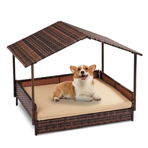 Herringbone Top Brown Gradient Rattan Beige Mat Cat And Dog House Herringbone Top Brown Gradient Rattan Beige Mat Cat And Dog House